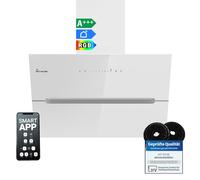Cappa aspirante 60 cm/Cappa Cucina Inclinata/acciaio inossidabile/vetro bianco/WiFi/auto spegnimento/Illuminazione LED RGBW/Operazione di tocco / ECCO6005WM