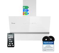 Cappa aspirante 60 cm/Cappa Cucina Inclinata/acciaio inossidabile/vetro bianco/WiFi/auto spegnimento/Illuminazione LED RGBW/Operazione di tocco / EASY6005WM