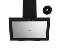 Cappa aspirante 60cm acciaio inossidabile vetro nero Funzionamento a pulsante [EEK: A]