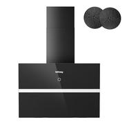 Cappa Aspirante 60 cm, IsEasy Cappa Cucina con Potenza di Aspirazione 524 m³/h, 4 Livelli di Regolazione, Modalità Espulsione, Timer 1-9 minuti, 58 dB, Nero, Classe di Efficienza A++