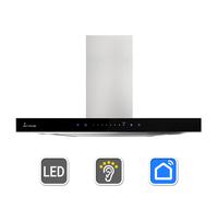 Cappa aspirante 60cm Cappa Cucina acciaio inossidabile vetro nero WiFi [EEK: A++]