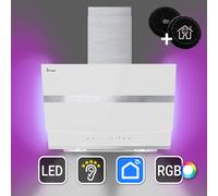 Cappa aspirante 60cm Cappa Cucina Inclinata acciaio inossidabile bianco WiFi [EEK: A+++]