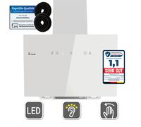 KKT KOLBE TRIO6025W - Cappa aspirante da 60 cm, 782 cbm/h, cappe da parete senza testa, colore bianco, vetro, controllo gestuale, funzionamento SensorTouch, illuminazione a LED