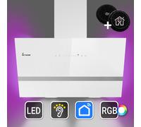 Cappa aspirante 80cm Cappa Cucina Inclinata acciaio inossidabile bianco WiFi [EEK: A+++]