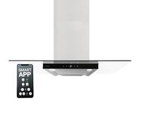 Cappa aspirante 90 cm | cappa a isola | acciaio inossidabile | vetro nero | Wi-Fi, funzione SensorTouch | Multi Isola HC