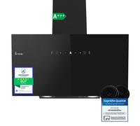 KKT KOLBE TRIO9025S - Cappa aspirante 90 cm, 782 cbm/h, cappe da parete senza testa, colore nero, vetro, controllo gestuale, funzionamento SensorTouch, illuminazione a LED