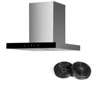 Cappa Aspirante Blockhaube 60 CM Acciaio Inox Nero Vetro Con Filtro respekta [EEK: A++]