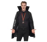 Cappa Da Vampiro Per Adulti Nera 114Cm Lunga Gotica Accessorio Per Costume