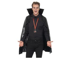 Cappa Da Vampiro Per Adulti Nera 114Cm Lunga Gotica Accessorio Per Costume