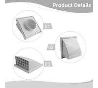 Cappa di scarico robusta in ABS con flangia e filtro per installazione a parete [EEK: A]