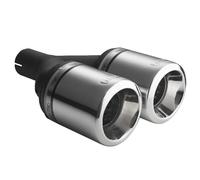 Cappa di Scarico Tubo Finale 2x 100mm Doppio Tondo Acciaio Inox per Spina 50mm