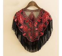 Cappa In Pizzo In Rete Con Paillettes E Frange Per Donne Bolero Sciarpa Moda