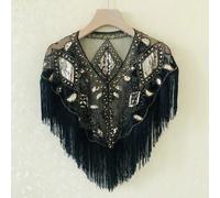 Cappa In Pizzo In Rete Con Paillettes E Frange Per Donne Bolero Sciarpa Moda