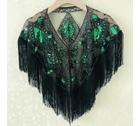 Cappa In Pizzo In Rete Con Paillettes E Frange Per Donne Bolero Sciarpa Moda