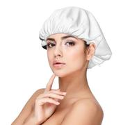 Cappa in seta nera e bianca Boston Terrier per dormire, doppio strato, regolabile, elastico, per donne, capelli ricci