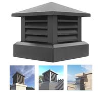 Cappa quadrata per camino da 2,606 cm, con parte superiore affusolata per pioggia e antivento, design Louvre, per esterni, per camino e scarico, colore nero, 25,1 cm, facile da installare, senza viti