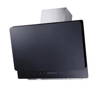 Respekta Cappa aspirante senza testa / Cappa inclinata di 60 cm / Alloggiamento in acciaio inox con paralume in vetro nero / Funzione di scarico dell'aria e ricircolo / CH77060SA / A / 53-66 dB