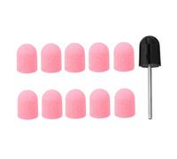 Cappe Abrasive per Fresa Unghie Rosa 80# in Plastica, 10 Pezzi | Mandrino Incluso, Accessori Nail Art per Manicure, Ricambio Leggero e Portatile per Uso Pratico
