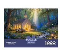 Cappella della foresta Puzzle in Legno Impermeabile DIY Puzzles Da 1000 Pezzi Regali Per Adulti Sfidanti E Rompicapo Per Decorazioni Domestiche
