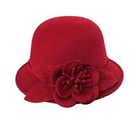 Cappelli a bombetta da donna a tesa larga in feltro a cloche vintage elegante cappello Fedora in lana scamosciata cappello da donna per feste eleganti da chiesa per feste di nozze festival, H, M