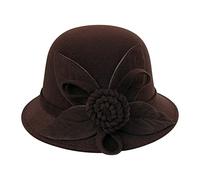 Cappelli a bombetta per le donne cappello alla pescatora francese a tesa | Cappello da bowler con motivo floreale 3D, tinta unita, in pile, a doppio strato, vintage, per la pesca, per uso quotidiano