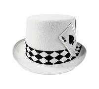 Cappelli A Cilindro Da Uomo | Accessorio Per Costume Da Mago Con Motivo Di Carte Da Gioco | Novità Cappello A Cilindro In Feltro | Per Intrattenitori Amatoriali, Insegnanti, Cosplayer, Spettacoli Teat