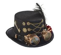 Cappelli A Cilindro Steampunk Da Uomo Con Occhiali Protettivi,Cappello E Accessori Per Viaggiatori Nel Tempo(Black)