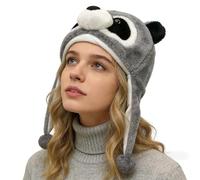 Cappelli a forma di animali per adulti, morbidi e caldi, con cinghie per le orecchie, divertenti cappelli invernali, per escursioni, feste, autunno, Capodanno, tutti i giorni, per interni ed esterni