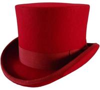 Cappelli Classici in Feltro di Lana, Berretto da Equitazione, Cappello Magico, Cappello A Cilindro da Uomo, Cappello Vintage da Donna per Costumi, Matrimoni Ed Eventi, Red, S 52-55cm