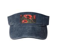 Cappelli con visiera parasole con fiore di papavero rosso, cappello da baseball vuoto cappello sportivo da corsa visiere da tennis per uomini donne adulti, blu navy, Taglia unica
