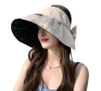 Cappelli con visiera parasole da donna a tesa larga UPF 50+ cappelli da pescatore estivi cappelli da spiaggia ripiegabili protezione UV cappello da pesca escursionismo, Beige, M