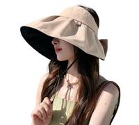 Cappelli con visiera parasole da donna a tesa larga UPF 50+ cappelli da pescatore estivi cappelli da spiaggia ripiegabili protezione UV cappello da pesca escursionismo, Cachi, M