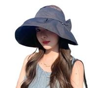 Cappelli con visiera parasole da donna a tesa larga UPF 50+ cappelli da pescatore estivi cappelli da spiaggia ripiegabili protezione UV cappello da pesca escursionismo, nero, M