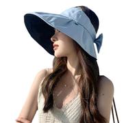 Cappelli con visiera parasole da donna a tesa larga UPF 50+ cappelli da pescatore estivi cappelli da spiaggia ripiegabili protezione UV cappello da pesca escursionismo, Blu, M