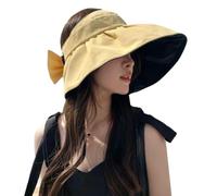 Cappelli con visiera parasole da donna a tesa larga UPF 50+ cappelli da pescatore estivi cappelli da spiaggia ripiegabili protezione UV cappello da pesca escursionismo, Giallo, M