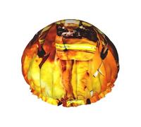 Cappelli da bagno con stampa fiamma pompiere, copricapo riutilizzabile a doppio strato, grande copertura per capelli per la cura quotidiana della pelle