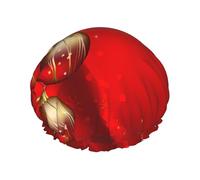 Cappelli da bagno stampati con lanterna rossa di Natale, copricapo riutilizzabile a doppio strato, grande copertura per capelli per la cura quotidiana della pelle