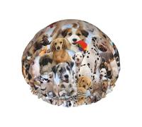 Cappelli da bagno stampati con simpatici cani da compagnia, copricapo riutilizzabile a doppio strato, grande copertura per capelli per la cura quotidiana della pelle