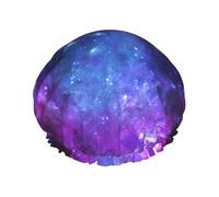 Cappelli da bagno stampati galassia blu, copricapo riutilizzabile a doppio strato, grande copertura dei capelli per la cura quotidiana della pelle