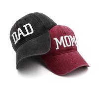 Cappelli da baseball ricamati per la festa dei genitori, per mamma, papà, regolabili, con ricamo 3D, in cotone di alta qualità, traspirante, regalo per uso quotidiano all'aperto, Nero e rosso, Taglia