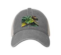 Cappelli da camionista Snapback Cappelli colorati con foglie tropicali modello cowboy berretti da baseball regolabili in rete vuota per uomo donna, Grigio, taglia unica