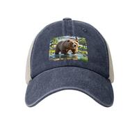 Cappelli da camionista Snapback Orso che attraversa il fiume Cowboy Cappellini da baseball regolabili in rete vuota Cappelli a sfera per uomo donna, Blu navy, Taglia unica