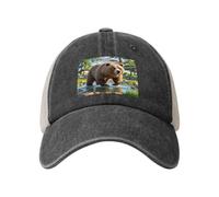 Cappelli da camionista Snapback Orso che attraversa il fiume Cowboy Cappellini da baseball regolabili in rete vuota Cappelli a sfera per uomo donna, nero, Taglia unica