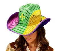 Cappelli Da Cowboy Da Donna | Copricapo Mardi Grasso Con Paillettes Multicolore, Cappello Carnevale Per Festa,Per La Festa Di San Patrizio Eventi Irlandesi Masquerade Cosplay Celebrato