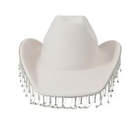 Cappelli da cowboy per adulti con strass brillanti nappe per donna cappello da cowboy occidentale modello spettacolo cappello con cinturino sottogola cappelli da cowgirl donna cowgirl sottogola addio