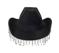 Cappelli da cowboy per adulti con strass brillanti nappe per donna cappello da cowboy occidentale modello spettacolo cappello con cinturino sottogola cappelli da cowgirl donna cowgirl sottogola addio