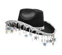 Cappelli da cowboy per feste, cappelli da cowboy per donne occidentali - Cowgirl Hat Western Theme,Heads di puzzle a cinque punti per spettacoli di scena Cosplay