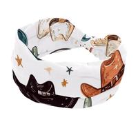 Cappelli da cowboy vintage con cactus, ferro di cavallo e stelle, fasce elastiche per capelli da donna, fasce per capelli antiscivolo, turbante sportivo alla moda, turbante per yoga, allenamento, uso