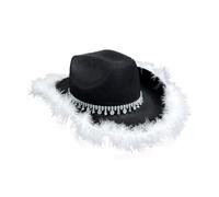 Cappelli da cowgirl piumati cappello panama cristallo pesante sorpresa ragazza ragazzi cappello da sposa per carnevale festival musicale elegante copricapo occidentale