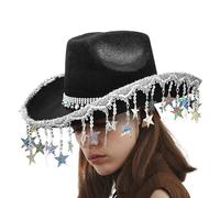 Cappelli da cowgirl scintillanti | Cappello da cowgirl scintillante per feste - Copricapo con nappe a stella a cinque punte per accessori in maschera